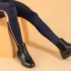 Kids' Horse Riding Lightweight Leggings 100 - Navy/Orange -Outdoor Adventure Shop 100 horse riding tights with phone pocket kids 4