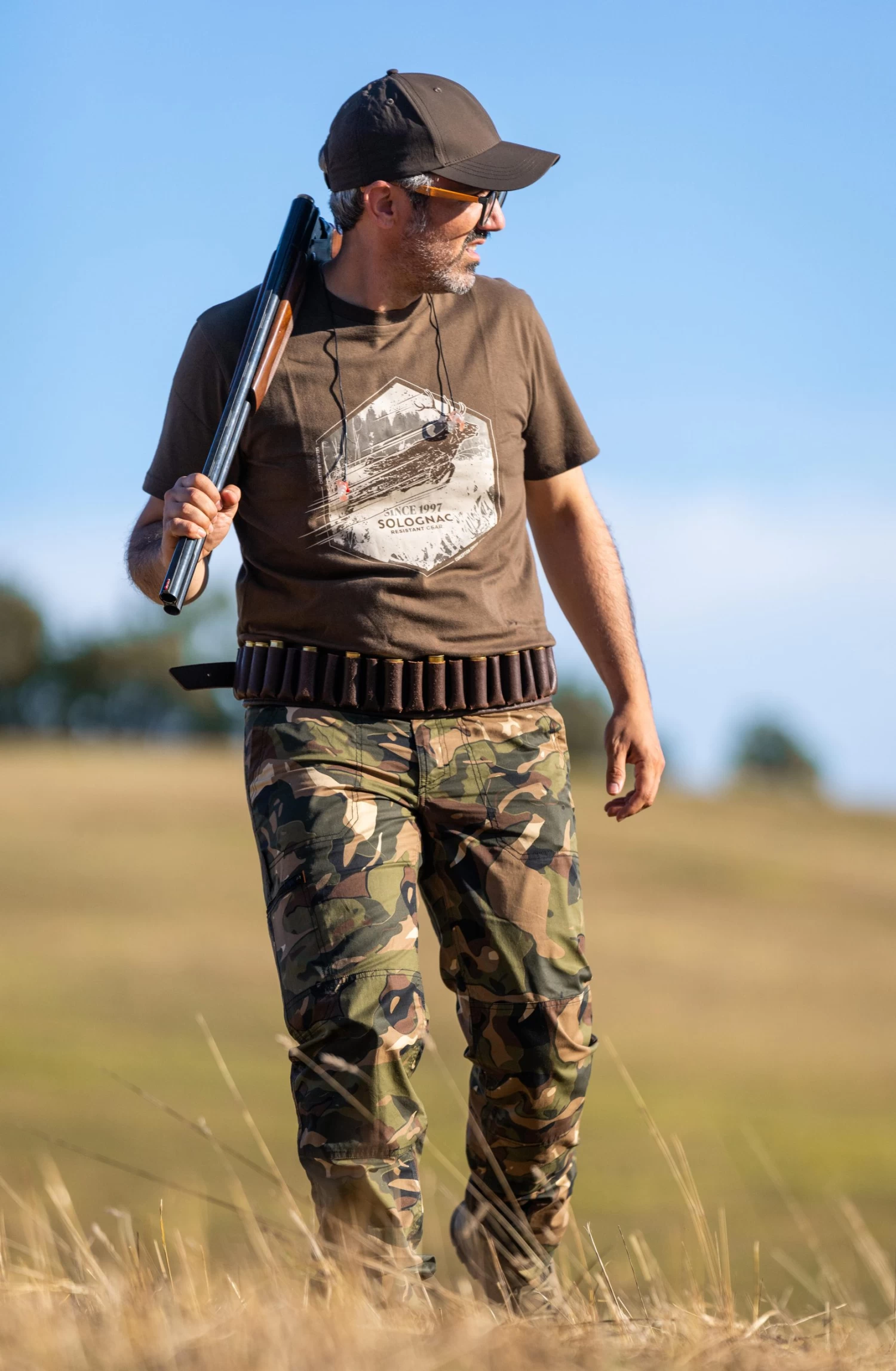 Men's Hunting Short-Sleeved T-Shirt Cotton - 100 Deer Brown 4 Men's Hunting Short-Sleeved T-Shirt Cotton - 100 Deer Brown - Image 2