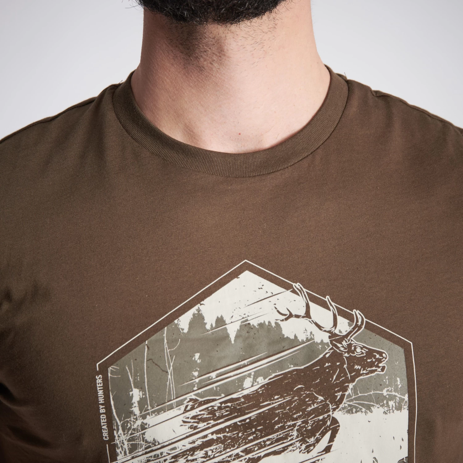 Men's Hunting Short-Sleeved T-Shirt Cotton - 100 Deer Brown 8 Men's Hunting Short-Sleeved T-Shirt Cotton - 100 Deer Brown - Image 6