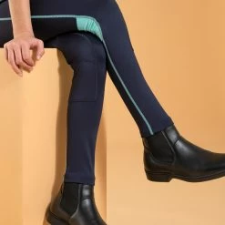 Kids' Horse Riding Light Leggings - 100 Blue -Outdoor Adventure Shop 100 light kids horse riding jodhpurs navy turquoise 5