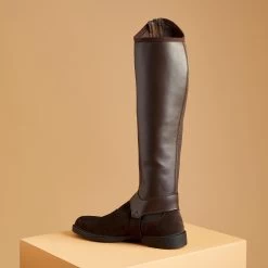 100 Mesh Adult Horseback Riding Half-Chaps - Brown -Outdoor Adventure Shop 100 mesh adult horseback riding half chaps brown 1