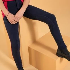 Kids' Horse Riding Jodhpurs 120 - Navy/Cardinal Pink -Outdoor Adventure Shop 120 horse riding breechess kids 4