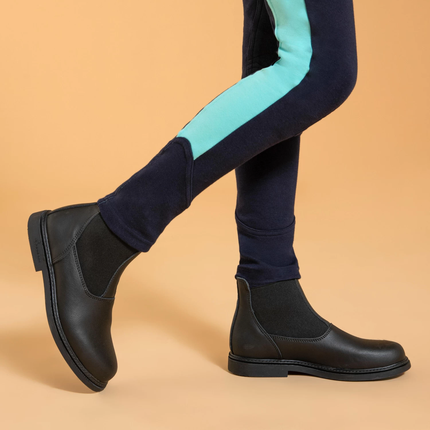Kids' Horse Riding Jodhpurs 120 - Navy/Turquoise 8 Kids' Horse Riding Jodhpurs 120 - Navy/Turquoise - Image 6