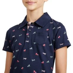 Girls' Horse Riding Short-Sleeved Polo Shirt 140 - Navy 9 Girls' Horse Riding Short-Sleeved Polo Shirt 140 - Navy -Outdoor Adventure Shop 140horseback riding polo shirt girls 3
