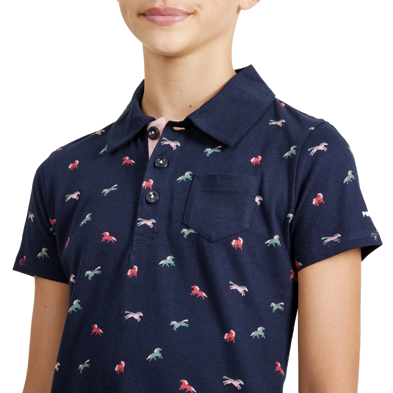 Girls' Horse Riding Short-Sleeved Polo Shirt 140 - Navy 6 Girls' Horse Riding Short-Sleeved Polo Shirt 140 - Navy - Image 4