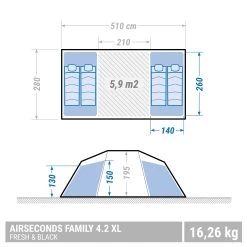 Outdoor Adventure Shop -Outdoor Adventure Shop 4 person inflatable camping tent air seconds fresh black grey 1