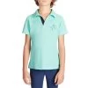 Horse Riding Short-Sleeved Polo Shirt 500 - Turquoise -Outdoor Adventure Shop 500 mesh kids short sleeved horseback riding polo shirt turquoise navy