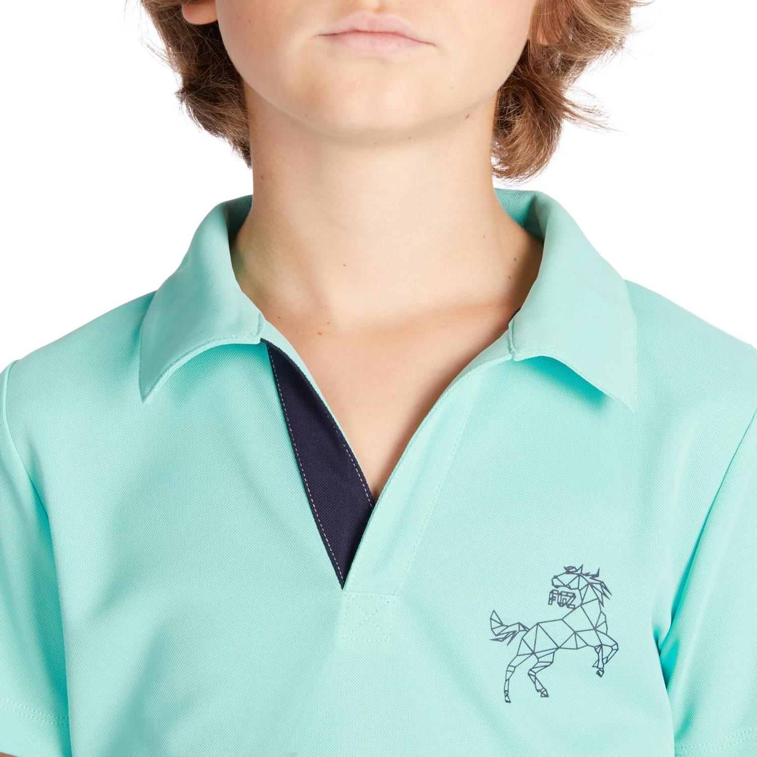 Horse Riding Short-Sleeved Polo Shirt 500 - Turquoise 7 Horse Riding Short-Sleeved Polo Shirt 500 - Turquoise - Image 5