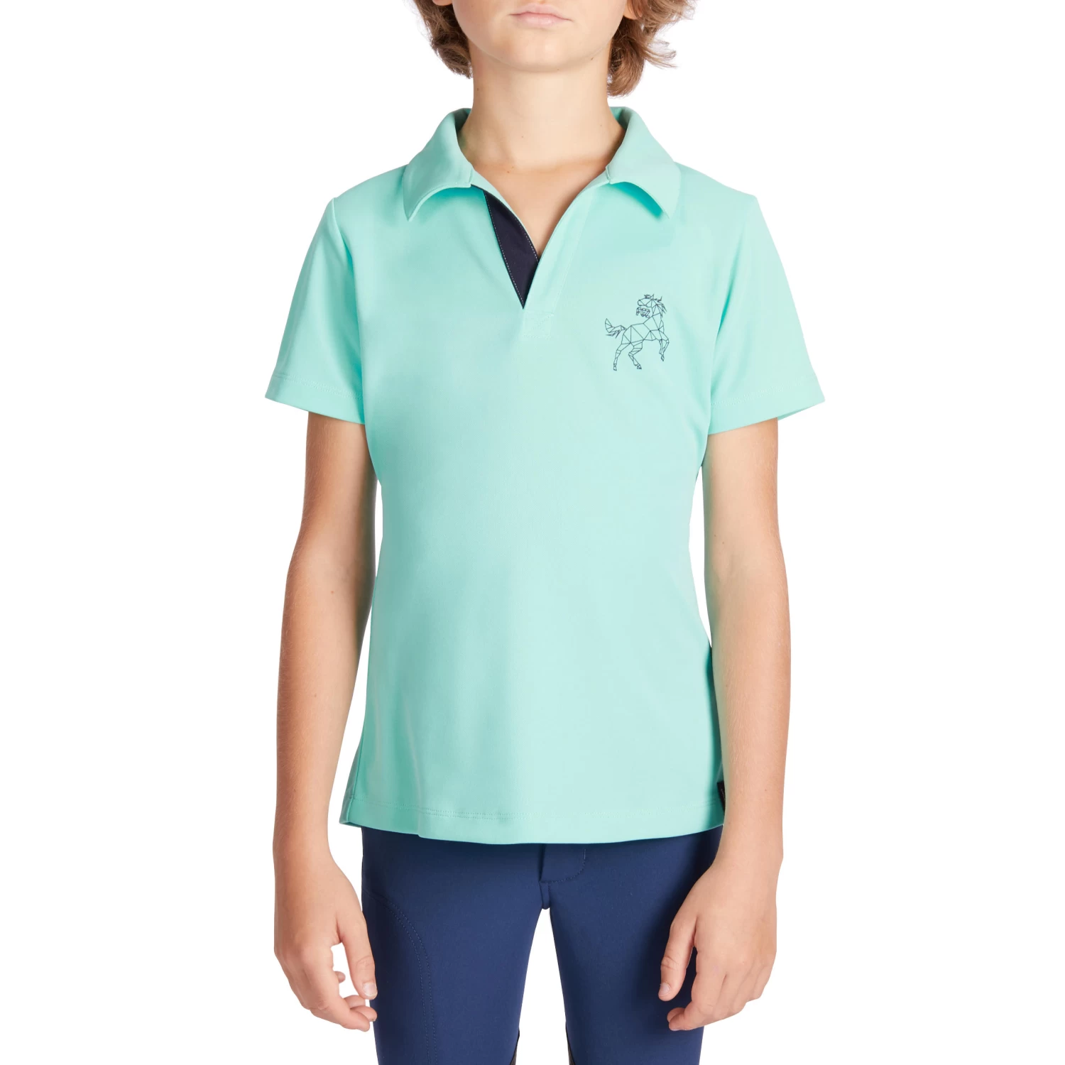 Horse Riding Short-Sleeved Polo Shirt 500 - Turquoise 3 Horse Riding Short-Sleeved Polo Shirt 500 - Turquoise