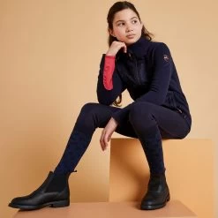 Kids' Mixed Media Horse Riding Zip Sweatshirt 500 - Navy/Pink 9 Kids' Mixed Media Horse Riding Zip Sweatshirt 500 - Navy/Pink -Outdoor Adventure Shop 500 mixed media horse riding zipped sweatshirt k 1