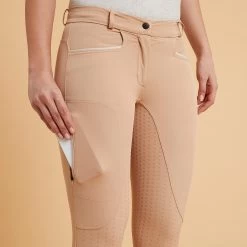 Women's Horse Riding Lightweight Jodhpurs Fullgrip 580 - Beige -Outdoor Adventure Shop 580 fullgrip horseback riding jodhpurs women 4