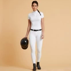 Women's Horse Riding Short-Sleeved Competition Polo - 500 White -Outdoor Adventure Shop 900 horse riding short sleeved show shirt w 1