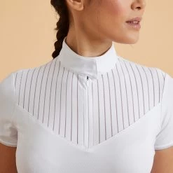 Women's Horse Riding Short-Sleeved Competition Polo - 500 White -Outdoor Adventure Shop 900 horse riding short sleeved show shirt w 2