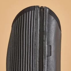 Horse Riding Leather Half-Chaps With Gusset - Black -Outdoor Adventure Shop adult horse riding leather half chaps with gusset 4