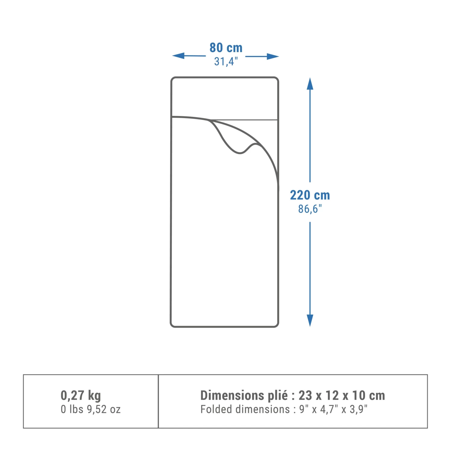 Quechua Camping Sleeping Bag Liner - Grey 4 Quechua Camping Sleeping Bag Liner - Grey - Image 2