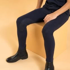 Kids' Horse Riding Suede Patch Jodhpurs 140 - Navy -Outdoor Adventure Shop horse riding breeches 140 kids 4