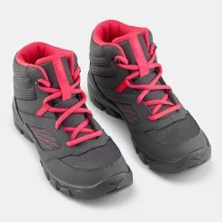 Quechua Kids' Hiking Boots - MH 100 Grey/Pink -Outdoor Adventure Shop kids hiking boots mh 100 grey pink 3