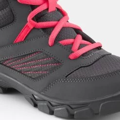 Quechua Kids' Hiking Boots - MH 100 Grey/Pink -Outdoor Adventure Shop kids hiking boots mh 100 grey pink 4