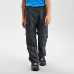 Quechua Kids’ Hiking Convertible Pants – MH 500 Black -Outdoor Adventure Shop kids hiking convertible pants mh 500 black 2