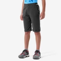 Quechua Kids’ Hiking Shorts – MH 100 Dark Grey -Outdoor Adventure Shop kids hiking shorts mh 100 dark grey 2