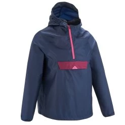 Quechua Kids’ Waterproof Hiking Jacket - MH 100 Navy Blue/Pink