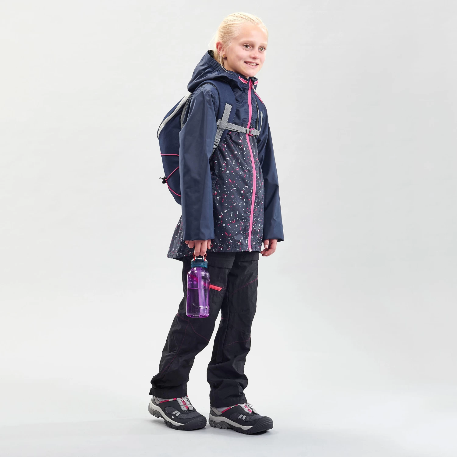 Quechua Kids’ Hiking Waterproof Jacket - MH 150 Navy Blue 4 Quechua Kids’ Hiking Waterproof Jacket - MH 150 Navy Blue - Image 2