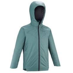 Quechua Kids’ Hiking Waterproof Jacket – MH 500 Green