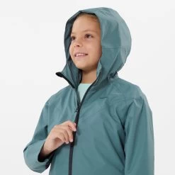 Quechua Kids’ Hiking Waterproof Jacket – MH 500 Green -Outdoor Adventure Shop kids hiking waterproof jacket mh 500 green 5