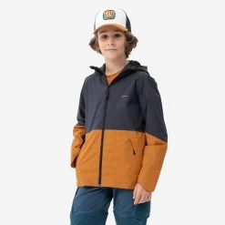 Quechua Kids’ Waterproof Hiking Jacket - MH 500 Grey/Orange -Outdoor Adventure Shop kids hiking waterproof jacket mh 500 grey orange 3