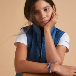 Kids' Horse Riding Padded Jacket 140 - Storm Blue -Outdoor Adventure Shop kids sleeveless horse riding padded jacket 100 blue 4