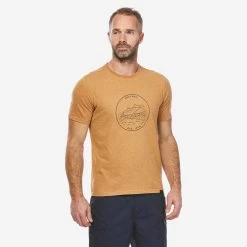 Quechua Men’s Hiking T-Shirt - NH 100 Beige -Outdoor Adventure Shop mens hiking t shirt nh 100 beige 2