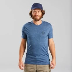 Men’s Hiking T-Shirt - Travel 100 Blue -Outdoor Adventure Shop mens hiking t shirt travel 100 blue 2