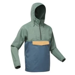 Quechua Men’s Hiking Waterproof Jacket - NH 150 Green/Blue