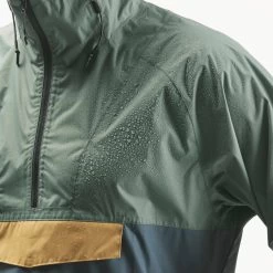 Quechua Men’s Hiking Waterproof Jacket - NH 150 Green/Blue -Outdoor Adventure Shop mens hiking waterproof jacket nh 150 green grey 4