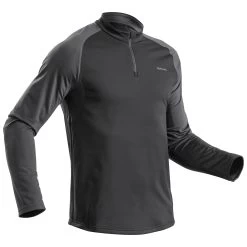 Quechua Men’s Long-Sleeve Hiking T-Shirt - Warm SH 100 Black