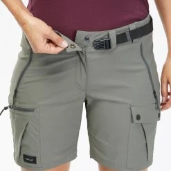 Women's Hiking Shorts - MT 500 Khaki -Outdoor Adventure Shop mt 500 hiking shorts women 4