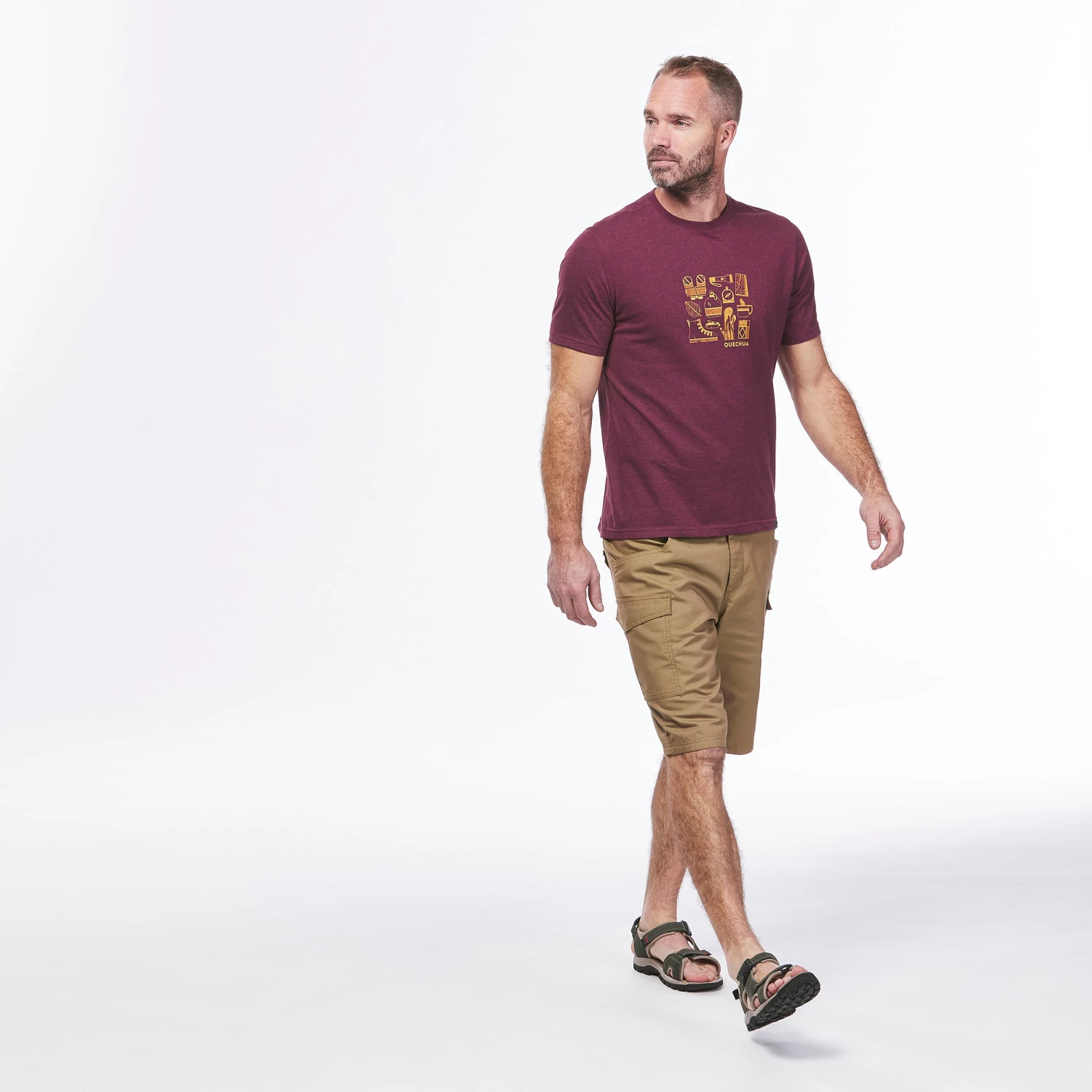 Quechua Men’s Hiking T-Shirt - NH 100 Khaki 4 Quechua Men’s Hiking T-Shirt - NH 100 Khaki - Image 2