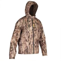 Waterproof Hunting Jacket With Wetlands Camouflage 100