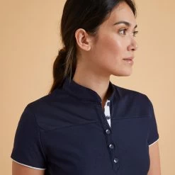 Women's Short-Sleeved Horse Riding Polo - 500 Blue 9 Women's Short-Sleeved Horse Riding Polo - 500 Blue -Outdoor Adventure Shop women s horse riding polo shirt 500 navy 2