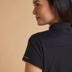 Women's Horse Riding Short-Sleeved Polo Shirt - 500 Black 11 Women's Horse Riding Short-Sleeved Polo Shirt - 500 Black -Outdoor Adventure Shop women s horse riding short sleeved polo shirt logo 500 black 3
