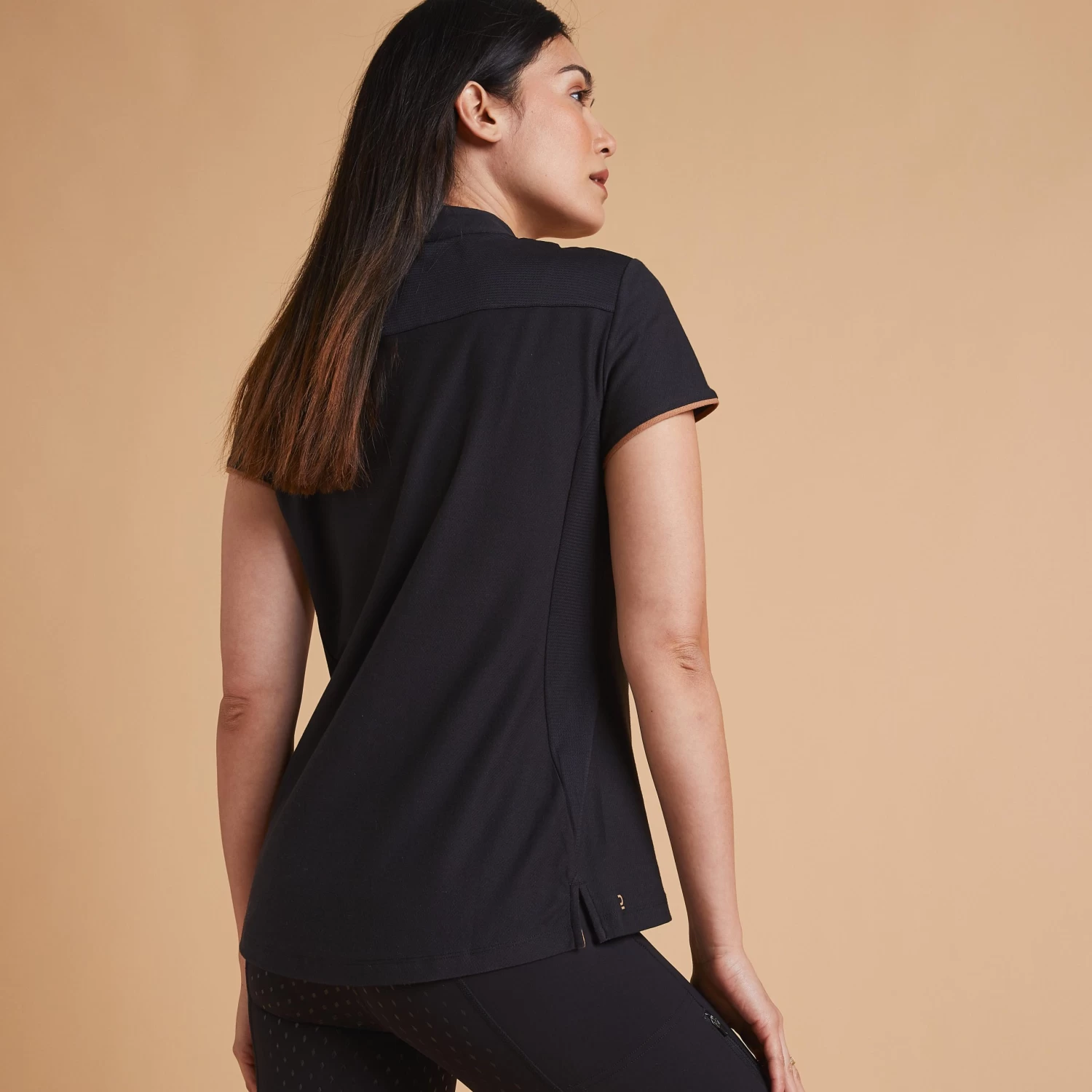 Women's Horse Riding Short-Sleeved Polo Shirt - 500 Black 7 Women's Horse Riding Short-Sleeved Polo Shirt - 500 Black - Image 5