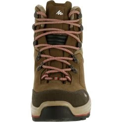Women’s Leather Hiking Boots - MT 100 Beige -Outdoor Adventure Shop womens hiking leather boots mt 100 beige 2