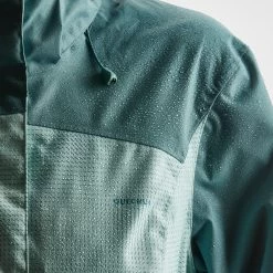 Quechua Women’s Hiking Jacket - MH 100 Green -Outdoor Adventure Shop womens hiking waterproof jacket mh 100 green 2