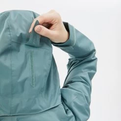 Quechua Women’s Hiking Jacket - MH 100 Green -Outdoor Adventure Shop womens hiking waterproof jacket mh 100 green 5